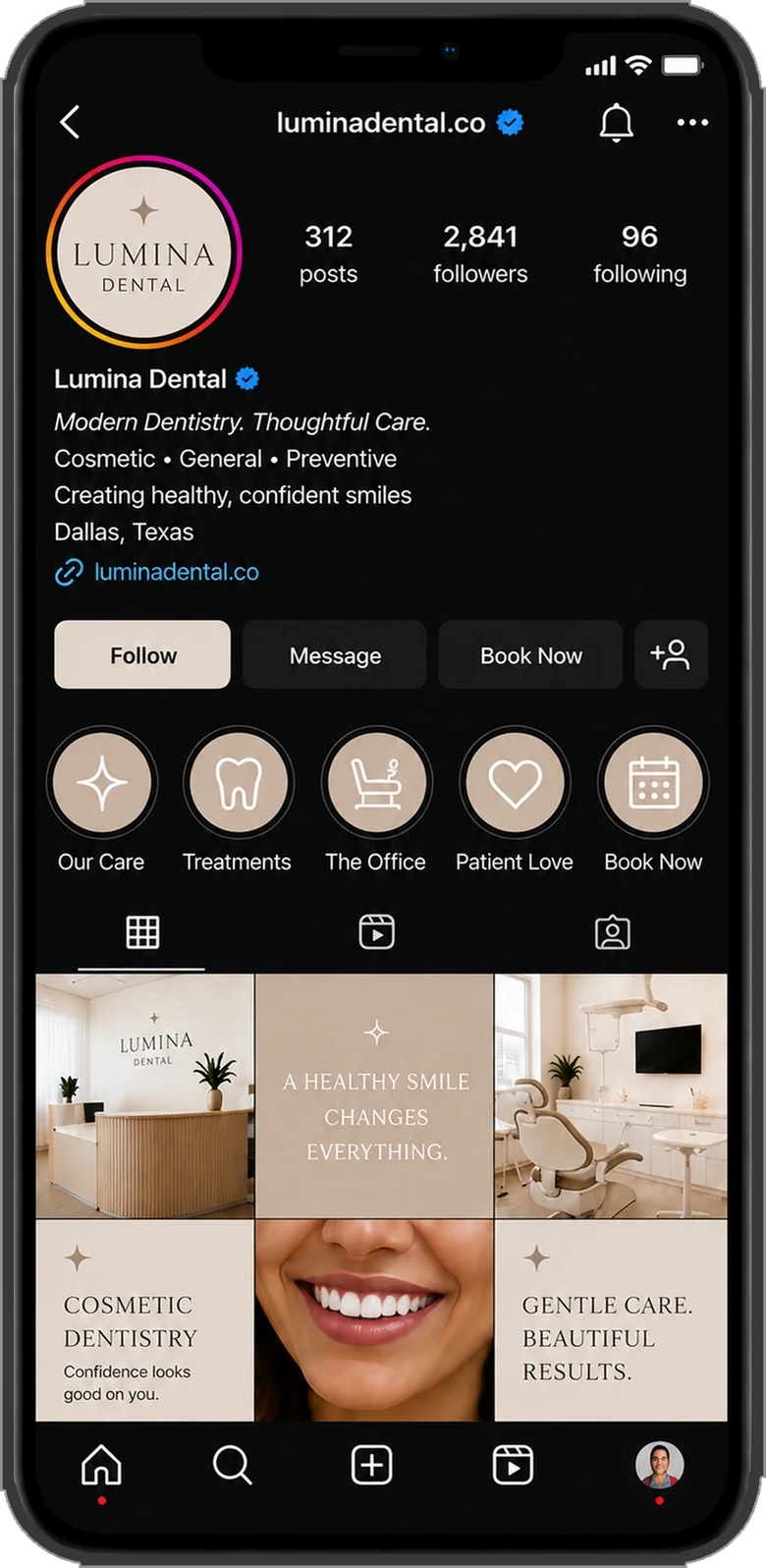 Lumina Dental Instagram profile