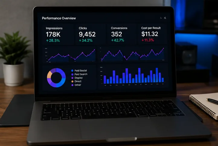 Performance dashboard showing campaign growth